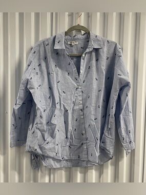Madewell Light Blue Pineapple Patterned Button-Down Shirt Size Large